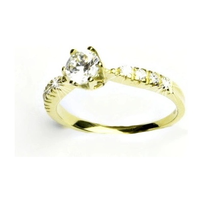 Čištín žluté zlato prstýnek s čirými zirkony VR 99