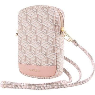 Guess PU G Cube Wallet Phone Bag Zipper růžové