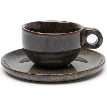 Serax Surface Чаша за капучино с чинийка, 230 мл, черно-сива, 2 бр (B5116223B)