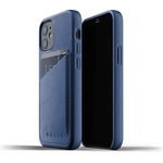 Mujjo Leather Wallet Case - кожен (естествена кожа) кейс с джоб за кредитна карта за iPhone 12 mini (син)