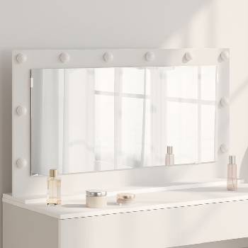 vidaXL Огледало за грим Бяло 100 x 55 x 18 см Стъкло и инженерно дърво (868301)