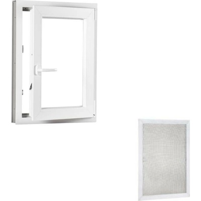 Okna Hned Sada plastové okno 800 x 1200 mm pravá, otevíravé i sklopné, bíle + hliníková síť proti hmyzu