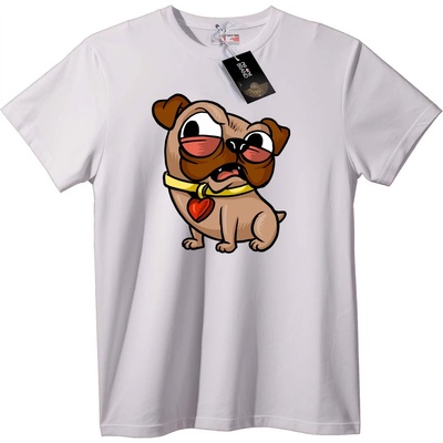NOONEBRAND Тениска Сладко мопс сърце - 7XL, White
