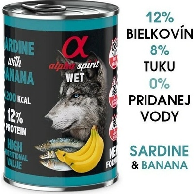 Alpha Spirit Adult Sardinky s banánom 400 g