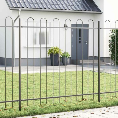 vidaXL Zahradní plot 2 pcs Šedá 3,4 x 1,5 m Práškově lakovaná ocel