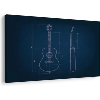 Obraz technický nákres akustické kytary - 90x60