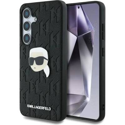 KARL LAGERFELD Карл Лагерфелд, кожен монограм, карфица, лого, Карл Хед, калъф за Samsung Galaxy S25, черен (3666339449797)