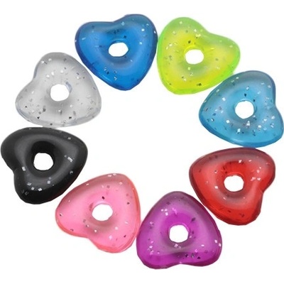 Šperky eshop akrylové barevné srdíčko se třpytkami přívěsek na piercing W16.37 černá