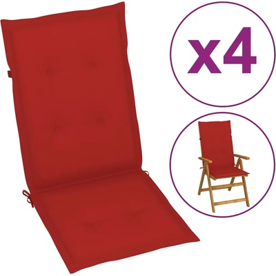 vidaXL Възглавници за стол с облегалка 4 бр червени 120x50x3 см плат (43188)