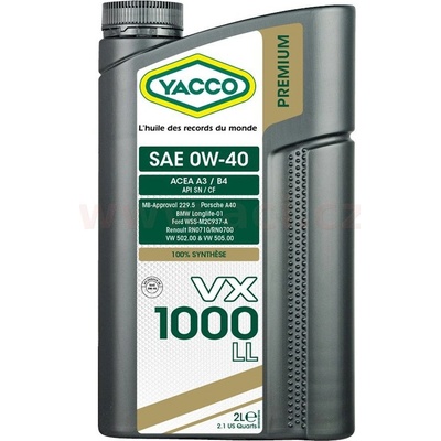 Yacco VX 1000 LL 0W-40 2 l