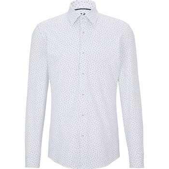 HUGO BOSS Men's P Hank Kent C Plain Long-Sleeve Shirt - White