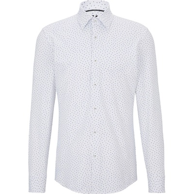 HUGO BOSS Men's P Hank Kent C Plain Long-Sleeve Shirt - White