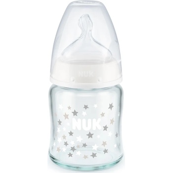 Nuk Стъклено шише със силиконов биберон Nuk - First Choice, TC, 120 ml, бяло (10747114)