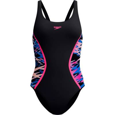 Speedo Дамски бански костюм Speedo Women's Hyperboom Splice Muscleback One Piece Swimsuit - Anthracite/Margarita Pink - размер 40 (EU) (150-6092-0115)