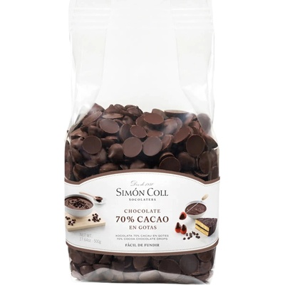 Simón Coll čokoládové pecky tmavá 70% 500 g