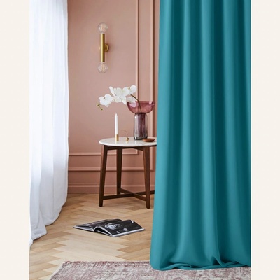 Room99 Zatemňujúci záves LAUREL - tyrkysový 140x250 cm - uchytenie dekoračné kolieska