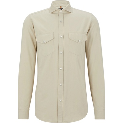 HUGO BOSS Риза Boss Men's Romeo Long Sleeve Plain Shirt - Light Beige