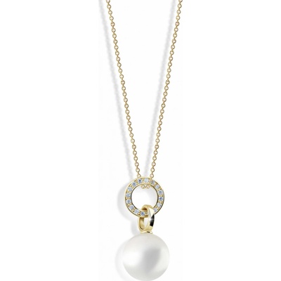 Cutie Jewellery Pôvabný perlový prívesok zo žltého zlata so zirkónmi Z6303 3123 40 X 1