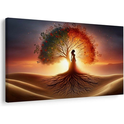 Obraz silueta ženy a strom života - 60x40