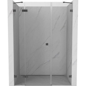 Mexen Lunar лява отваряема душ врата 155 см, прозрачна, gun metal - 834S-155-050-95-00-L (834S-155-050-95-00-L)