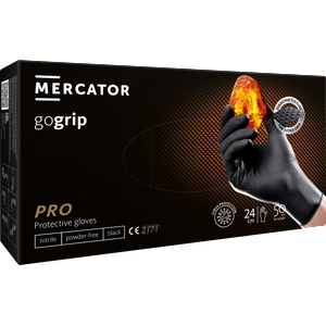 Mercator Medical Нитрилни ръкавици Mercator Gogrip Black - индустриални, 3D захват (885918)
