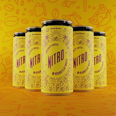 Hard Beans Nitro Flat White Káva s ovesným mlékem a dusíkem 5 x 200 ml