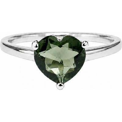 Vltavín Moldavite Stříbrný prsten s vltavínem ve tvaru srdce P30 0173 Velikost: