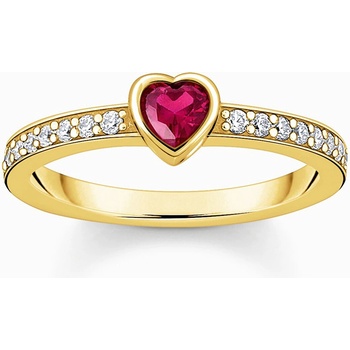 Thomas Sabo TR2448-995-10-56 Gold-plated solitaire ring w. red stone + zirconia , Жени