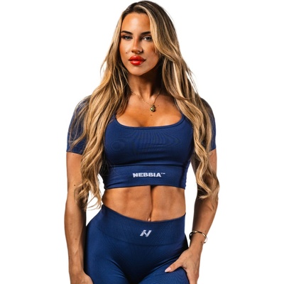 Nebbia Tvarující bezešvý crop top FLOW SEAMLESS 499 modrý