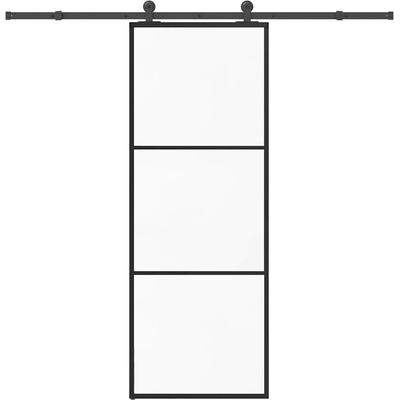 vidaXL Плъзгаща се врата с обков 76x205 см ESG стъкло и алуминий (3332806)