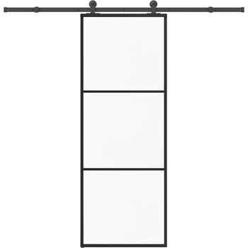 vidaXL Плъзгаща се врата с обков 76x205 см ESG стъкло и алуминий (3332806)