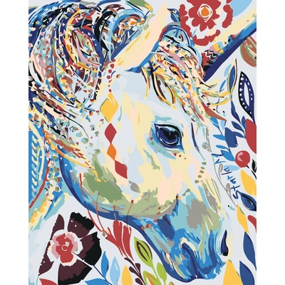 Zuty Malování podle čísel Květinová bílá kobyla 80 x 100 cm bez rámu a bez vypnutí plátna