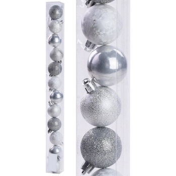 HOME Vianočné gule strieborné 12 ks 4 cm