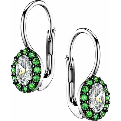 Zlaton Náušnice bílé zlato visací osazené zelenými kameny 1.9cm 2.85g 001062305249