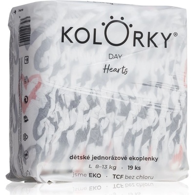 Kolorky Day Hearts EKO L 8-13 Kg 19 ks