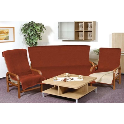 Bellatex přehoz Souprava KIRA PLUS 3+1+1 hnědá/ světle béžová 150 x 200 cm, 2 ks 65 x 150 cm – Zboží Dáma