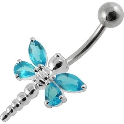 S4U Stříbrný piercing do pupíku vážka (tyrkysová) BP01188-Q