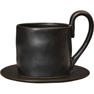 ferm LIVING Flow Чаша с чинийка, черен, 2 части (1104271928)