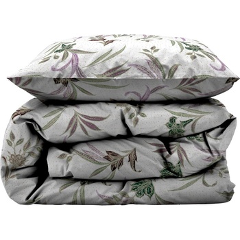 Södahl Зелен и бежов памучен сатен за единично спално бельо 140x200 cm Soft Tropic - Södahl (31921)