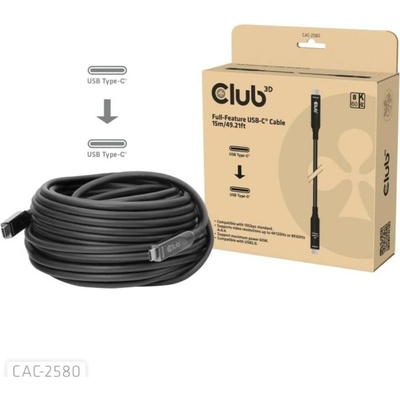 club3D CAC-2580 USB-C USB-C ® zástrčka 15m černý