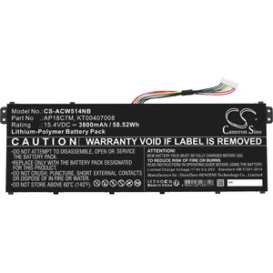 Cameron Sino Батерия за лаптоп ACER ConceptD 3 CN316-73G-729B, Swift 3 SF313-52-507Z, TravelMate Spin P4, AP18C7M LiPo 15.4V 3800 mAh CAMERON SINO (CS-ACW514NB) - pimpmypc