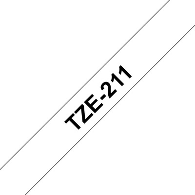 Brother TZe-211, bílá / černá 1 ks (6mm, laminovaná) TZe211