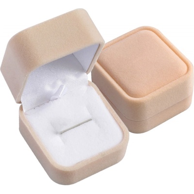 Jantario krabička zamatová na prsteň alebo drobné náušnice 4,5 x 5,0 x 3,5 cm 101011 krémová