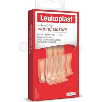 LEUKOPLAST LEUKOSAN STRIP fixačné pásky na uzavretie tržných rán 2 veľkosti 9 ks