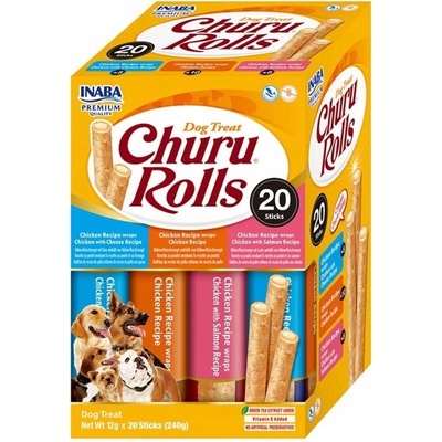 Churu Rolls Variety Tyčinky s krémovou náplní pro psy 20 x 12 g
