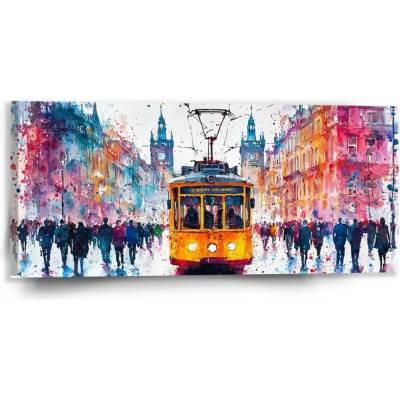 Sablio Obraz Žlutá tramvaj Paint - 110x50 cm
