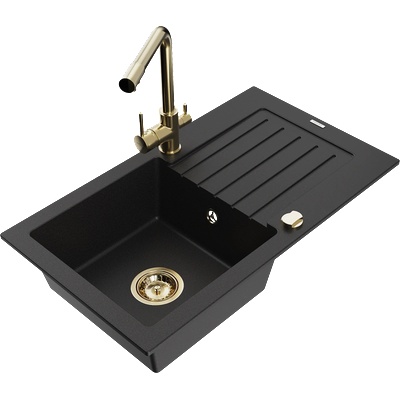 Mexen Pablo гранитна кухненска мивка с 1 гнездо с отцедник и кухненски (6510-77-671600-50)