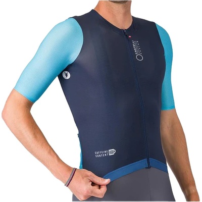 Castelli Мъжка фланелка с къс ръкав за колоездене Castelli Corretto Jersey Cycling jersey - Belgian Blue / Blue Fiamma-White - размер XXL (056-3886-0116)
