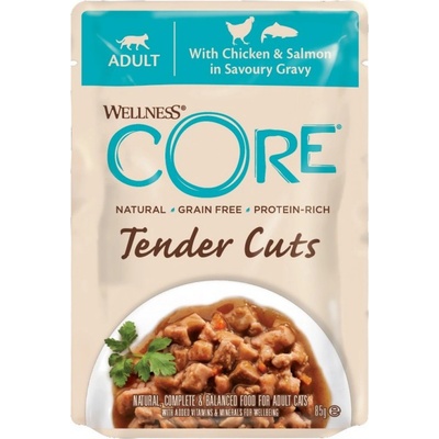 Wellness Core Tender Cuts kuře a losos v omáčce 85 g