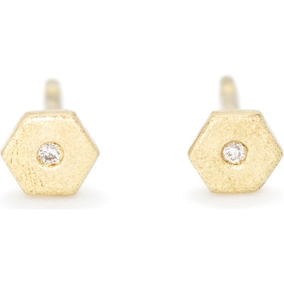 AUREE Zlaté náušnice s mini hexagony s diamanty materiál: bílé zlato 585/1000